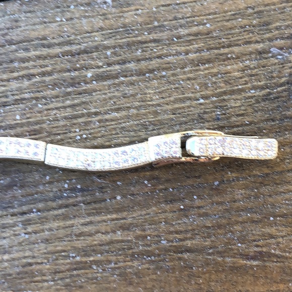 NWOT 925 Sterling Silver Gold Vermeil Overlay Crystal Wavy Tennis Bracelet! - Picture 5 of 13